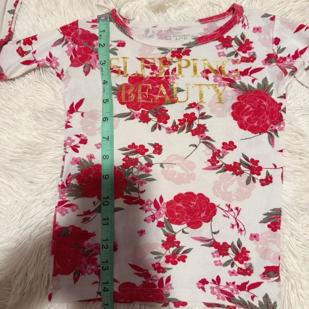 The Children's Place White Pajama Tee with Red Floral Print